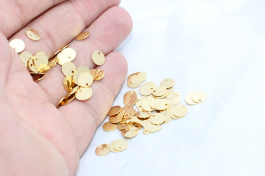 8mm 24k Shiny Gold Coins, Coins, Drop Charms, Gold CHK492
