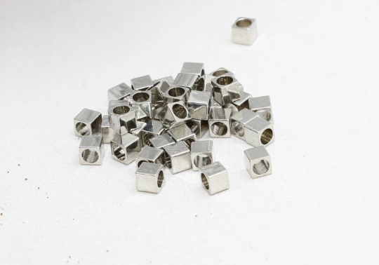 5mm Silver Plated Cube Beads, Spacer Beads, Cubes, Cube Beads, Geometric Beads, Bracelet Beads, Silver Plated Findings, CR148