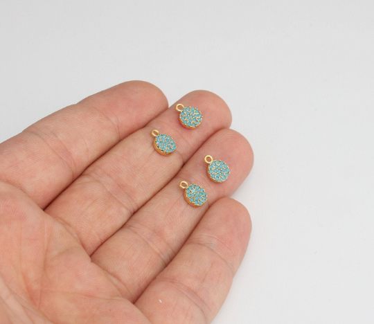 7x9mm 24k Shiny Gold Drop Charms, Micro Pave Charms, MLS35