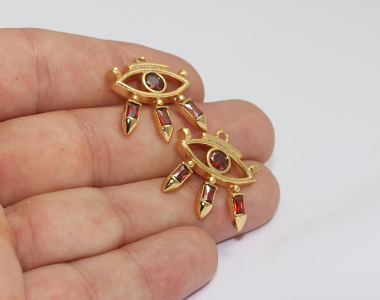 23x25mm 24k Shiny Gold Evil Eye, Micro Pave Evil Eye , MLS346