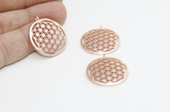 25mm Rose Gold Flower of Life, Yoga Pendants, Flower Of Life ROSE209