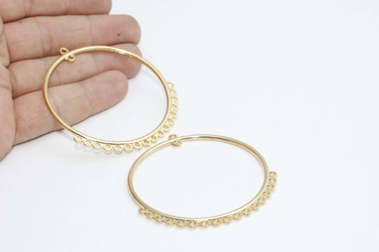 60mm 24k Shiny Gold Earring Hoops, Dangle Earrings, HES, EAR33