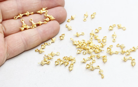 4x11mm 24k Matt Gold Drop Charms, Mini Drop Charms, BRT455