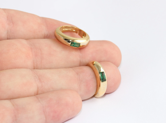 16-17mm 24k Shiny Gold Micro Pave Rings, Dainty Rings, MLS678