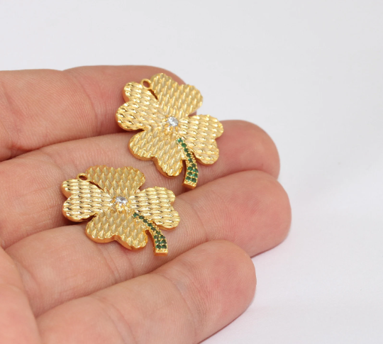Shiny Gold Shamrock Charm