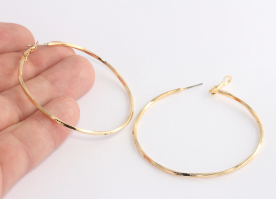 55mm 24k Shiny Gold Plated Hoop Earrings, Gold Earrings, CHK667-