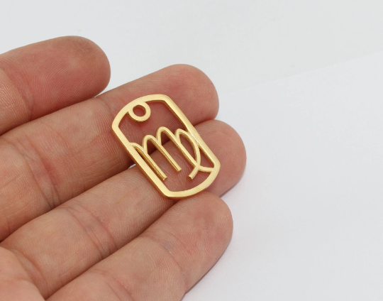 Ciondoli Vergine in oro opaco 24k da 18x26 mm, ciondoli astrologici, SZM, MTE1476