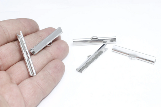 Rhodium Plated Ribbon Crimps