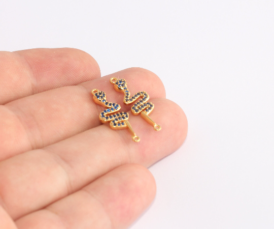 8x25mm 24 ayar Parlak Altın Yılan, İki Delikli Yılan Tılsımı, SLM860