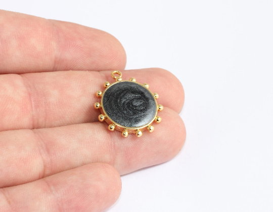22 mm 24 Ayar Parlak Altın Kaplama Güneş Kolye, Güneş Kolyesi, MLS701