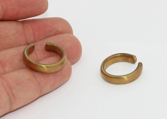 18mm Raw Brass Adjustable Ring, Wide Band Ring, Brass MTE439