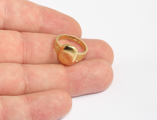 17mm Raw Brass Ring, Nameplate Ring, Adjustable MLS753