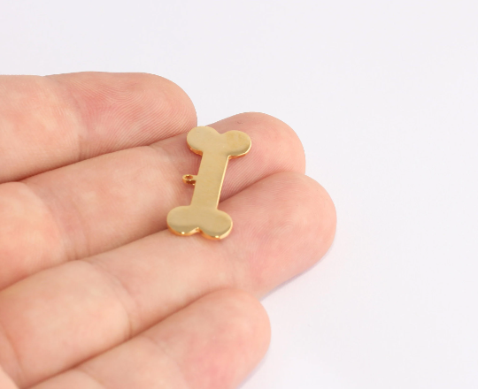 11x26mm 24k Shiny Gold Charms, Gold Dog Bone For Pet SLM856