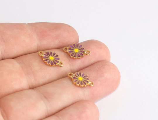 9x15mm 24k Parlak Altın Papatya Charm, Çiçek XP362