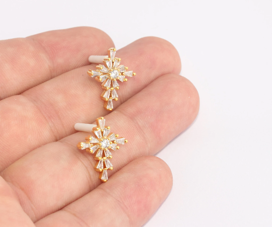 CZ White Stone Cross Studs
