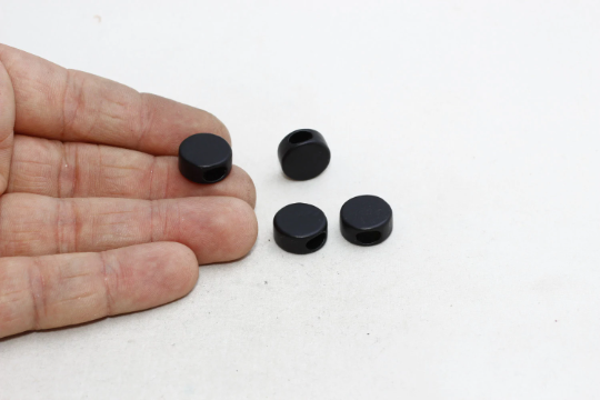 14 mm Siyah Kaplamalı Yuvarlak Boncuklar, Büyük Delikli Boncuklar, Daire ETS79