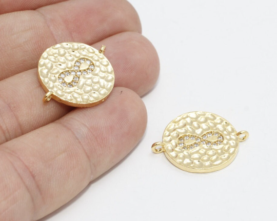 18x24mm 24 ayar Parlak Altın Tılsımlar, Kübik Zirkonyum Sonsuzluk ZRCN327