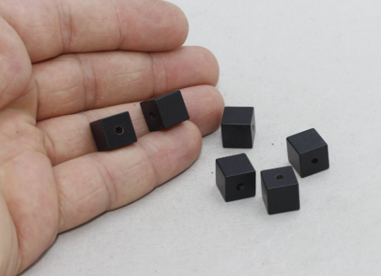 10mm Black Plated Cube Pendant, Cube Beads, Metal, ETS28