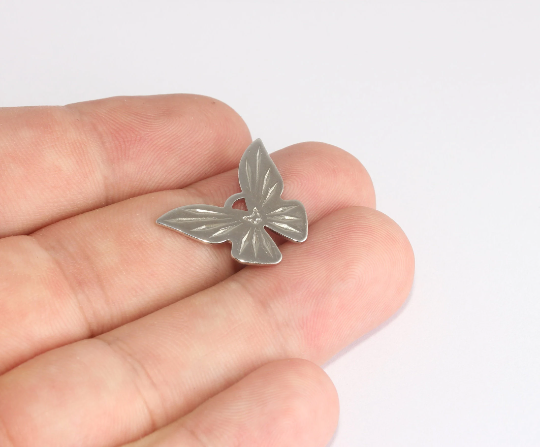 17x23mm Rodyum Kaplama Kelebek Charm, Kelebek, XP139