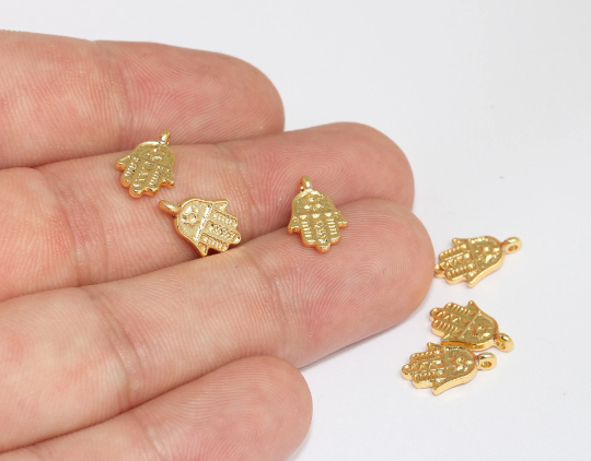 8,5x13mm 24k Shiny Gold Hamsa Charms, Gold Hamsa MLS951