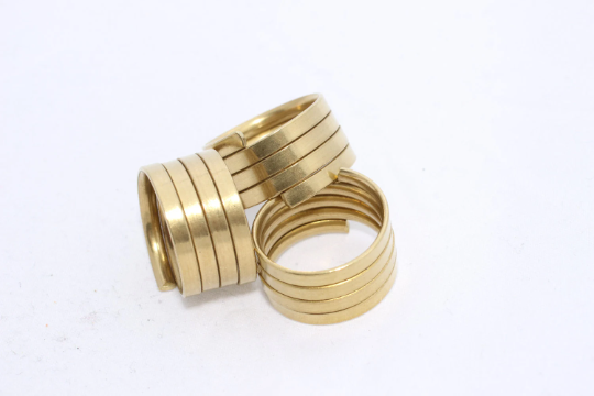 Raw Brass Wide Ring, Inner Size 17mm, Flat Band Ring, Spiral, LA13
