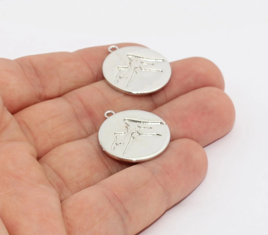 22x24 mm Rodyum Kaplamalı Everest Madalyonu, Dağ MTE974