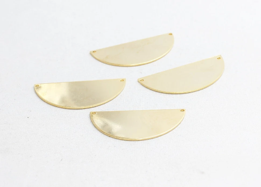 19x39mm 24k Shiny Gold Semicircle, Pendant, Half Moon, BRT359