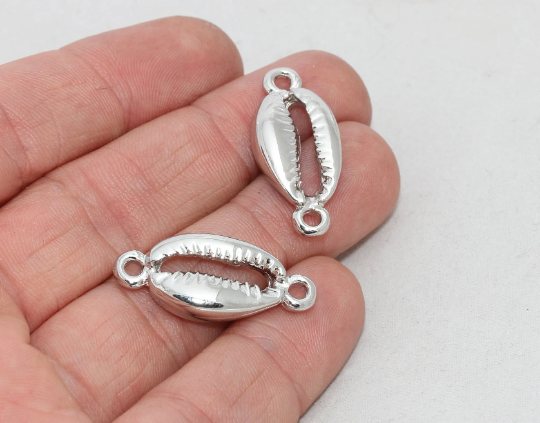 13x29mm Gümüş Kaplamalı Deniz Kabuğu, Deniz Kabuğu Bileziği, AE281