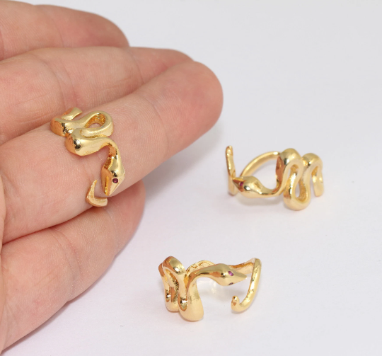 17-18mm 24k Shiny Gold Plated Snake Rings, Adjustable, KDR210