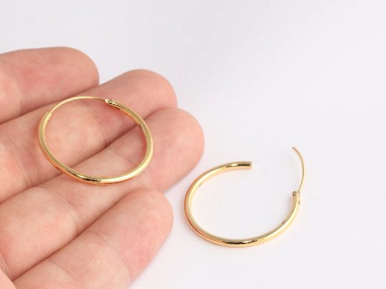 30mm 24k Shiny Gold Earring Hoops, Hoop Ear Wire, Hoop , SLM661