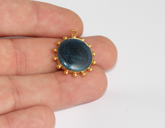 Ciondolo a forma di sole placcato oro lucido 24k da 22 mm, collana a forma di sole, MLS777