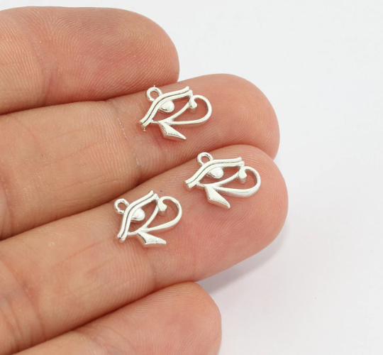 10 mm Rodyum Kaplamalı Mısır Gözü, Horus'un Gözü, Pirinç MTE584