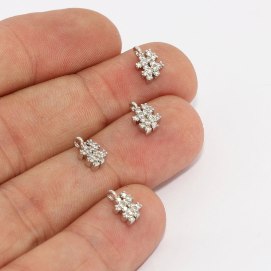 5x8mm Silver Plated Hashtag, Micro Pave Beads, CZ Charm, ZRCN834