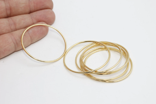 44mm 24k Shiny Gold Closed Ring, Round Connectors,Brass CHK95