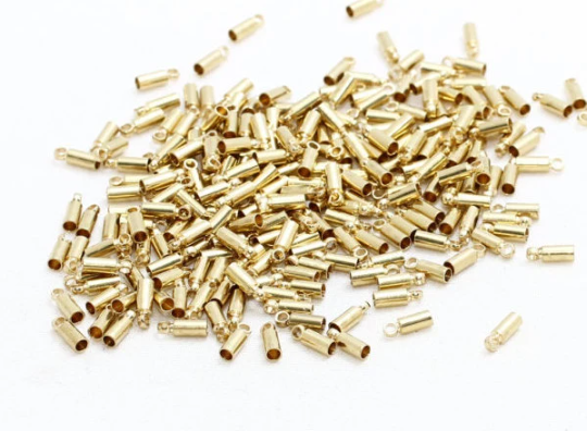 2x6mm Ham Pirinç Uç Kapakları, İç Boyut 1mm, Boncuk Kapakları, CR41