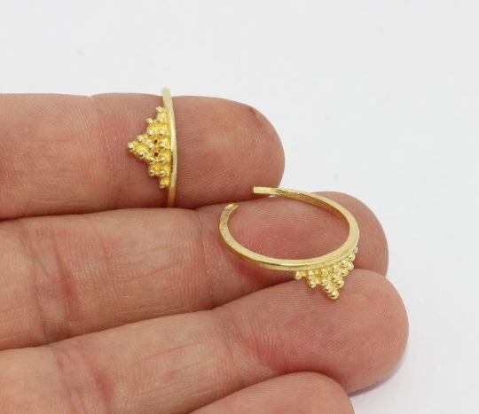 18-19mm Raw Brass Ring, Crown Ring, adjustable rings, AE249