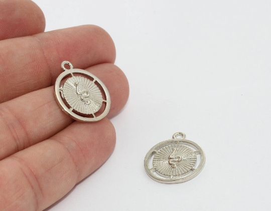 19x22mm Rhodium Plated Medallion, Snake Charm, Snake MTE1324