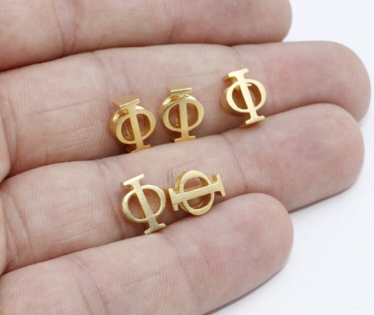 7x9mm 24k Matt Gold Phi Letter, Phi Letter, Greek Letters, BRT588