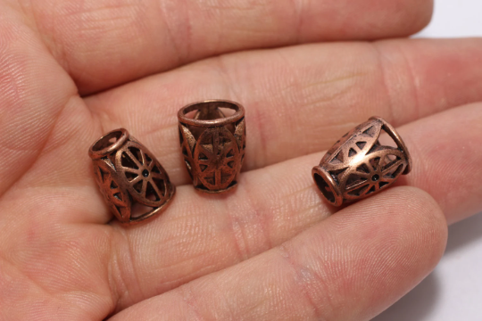 10x13mm Bakır Tonlu Uç Kapağı, Boncuk Kapakları, Filigran Uç, NED20