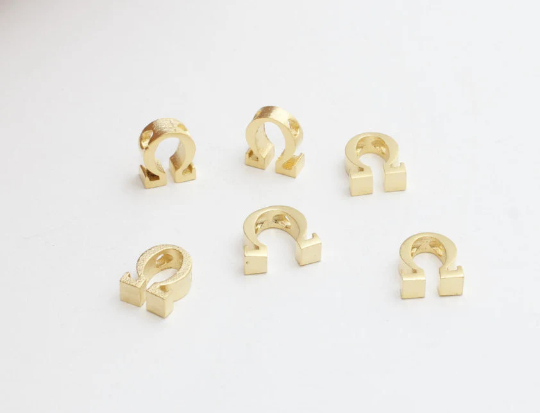 7x9mm 24k Matt Gold Omega Letter, Omega Letter, Greek BRT586