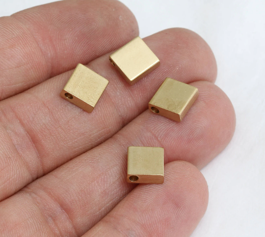 Ciondolo quadrato in ottone grezzo da 8 mm, barra porta-targhetta, quadrato, KA17