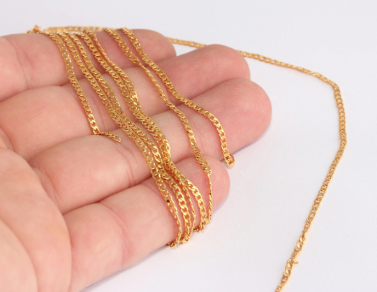 2mm Shiny Copper Curb Chain, Soldered Chains, Faceted CHK137-1