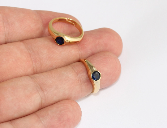 16-17mm 24k Shiny Gold Micro Pave Rings, Dainty Rings, BRT777