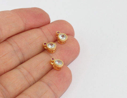 6x9mm 24k Shiny Gold Stud Earrings, Micro Pave Earrings, BRT842