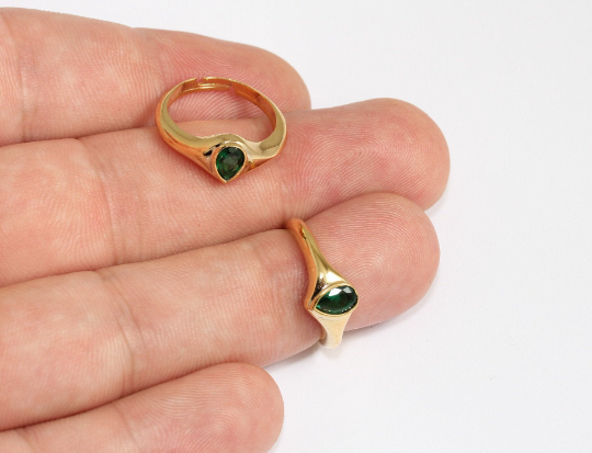 16-17mm 24k Shiny Gold Micro Pave Rings, CZ Dainty , Gold MLS859