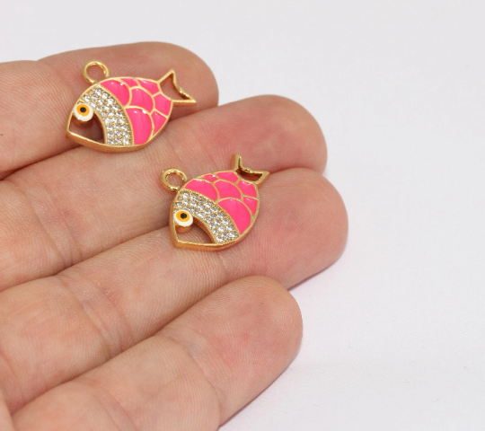 Shiny Gold Fish Charms