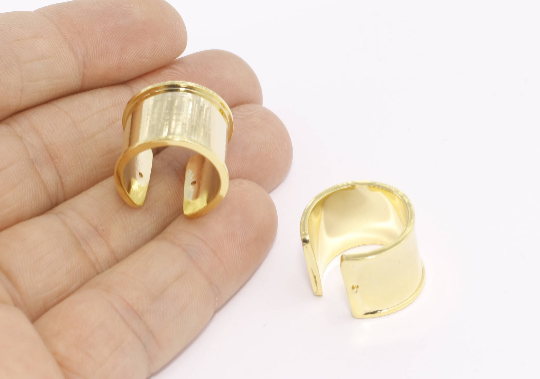 24 Ayar Parlak Altın Yüzük Ayarı, Genişlik 15 mm, Kanal Halkaları, MTE202