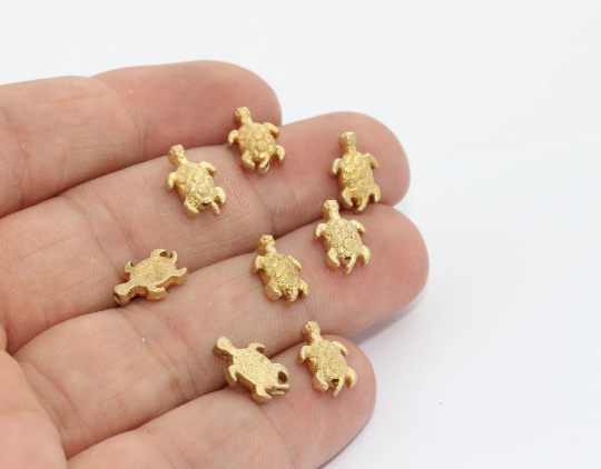 8x12mm Raw Brass Tortoise Charm, Brass Turtle Beads, Turtle MTE1313