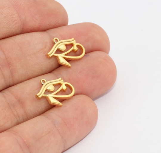 Occhio egizio in oro opaco 24k, 13x15 mm, Occhio di Horus, Occhio MTE876