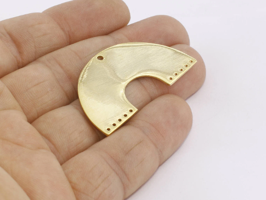 Ciondoli a forma di semicerchio, mezzaluna, oro lucido 24k, 21x41 mm, MTE270